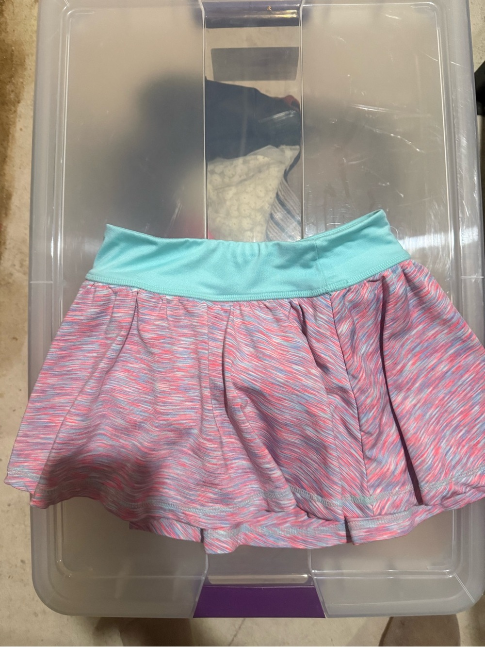 Girls' Pink Heathered Skort with Aqua Waistband
